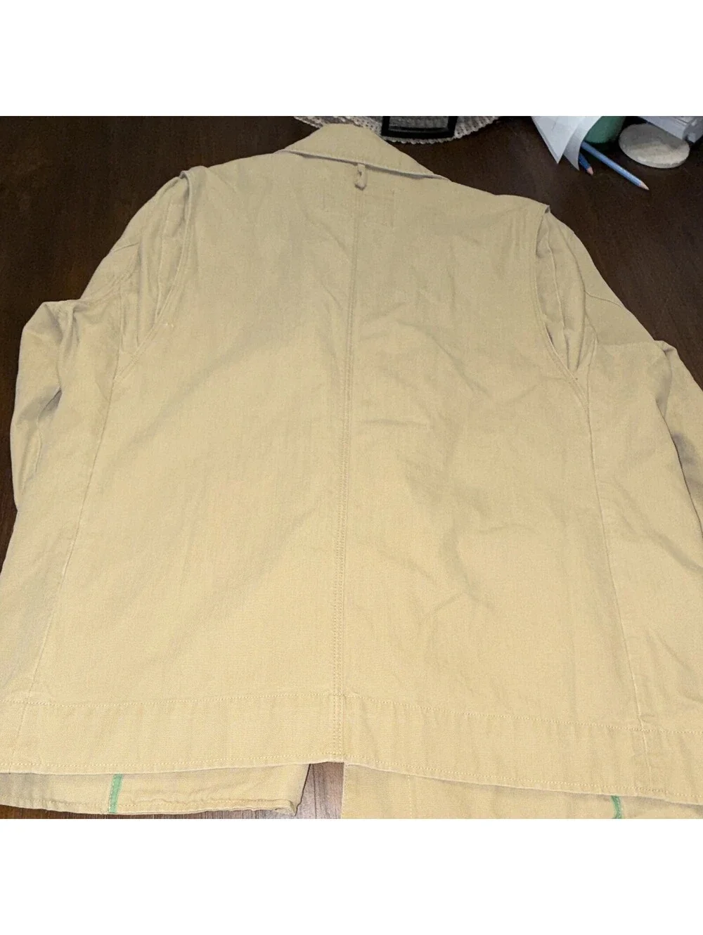 J.CREW Men's Beige Chore Jacket XL Short Cotton Button Front Pockets